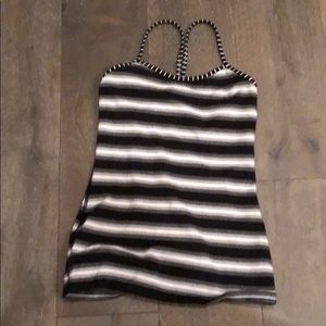 Lululemon black and white striped tank top.